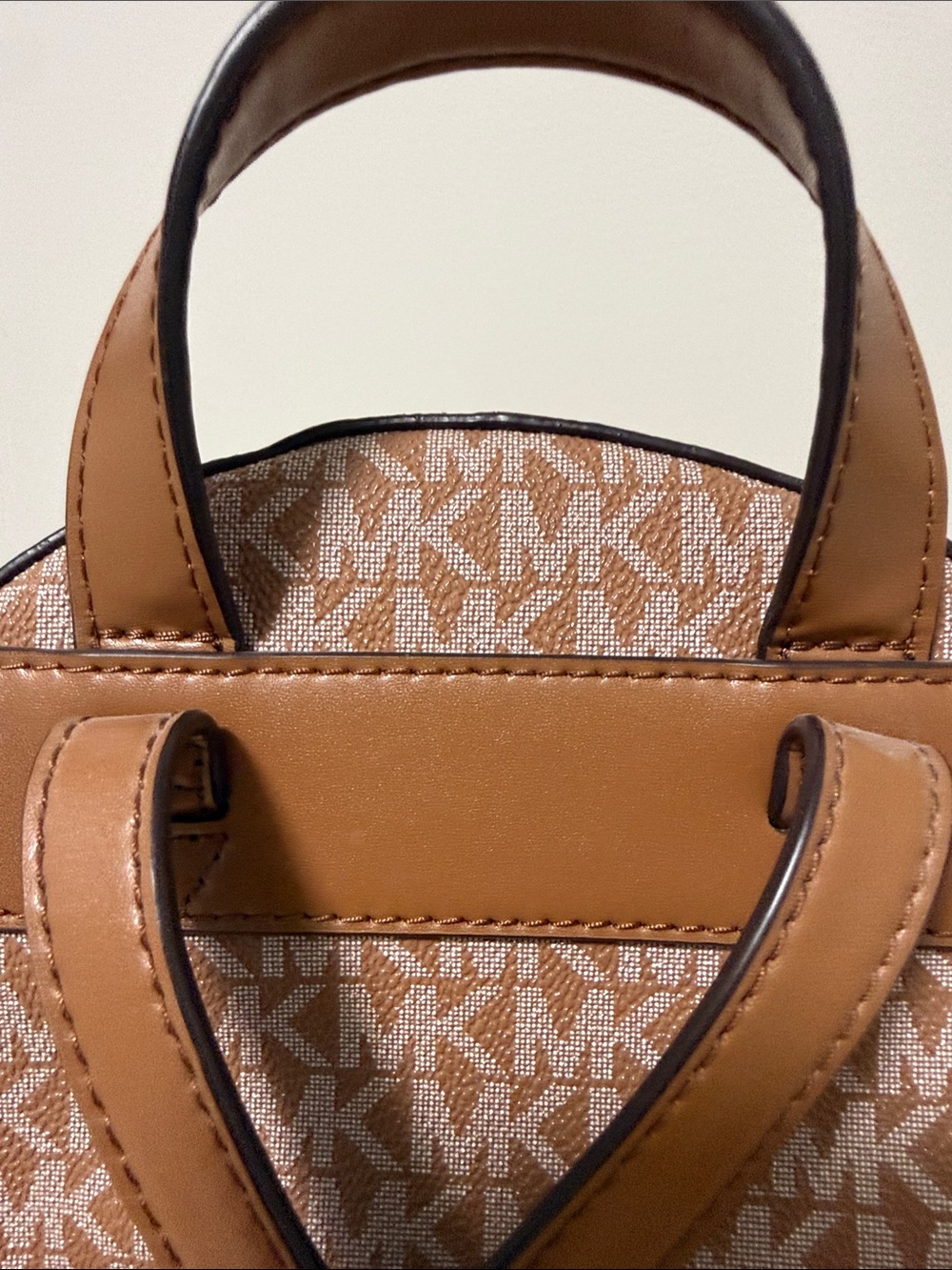 Michael Kors Brown Logo Dome Backpack with Gold Hardware